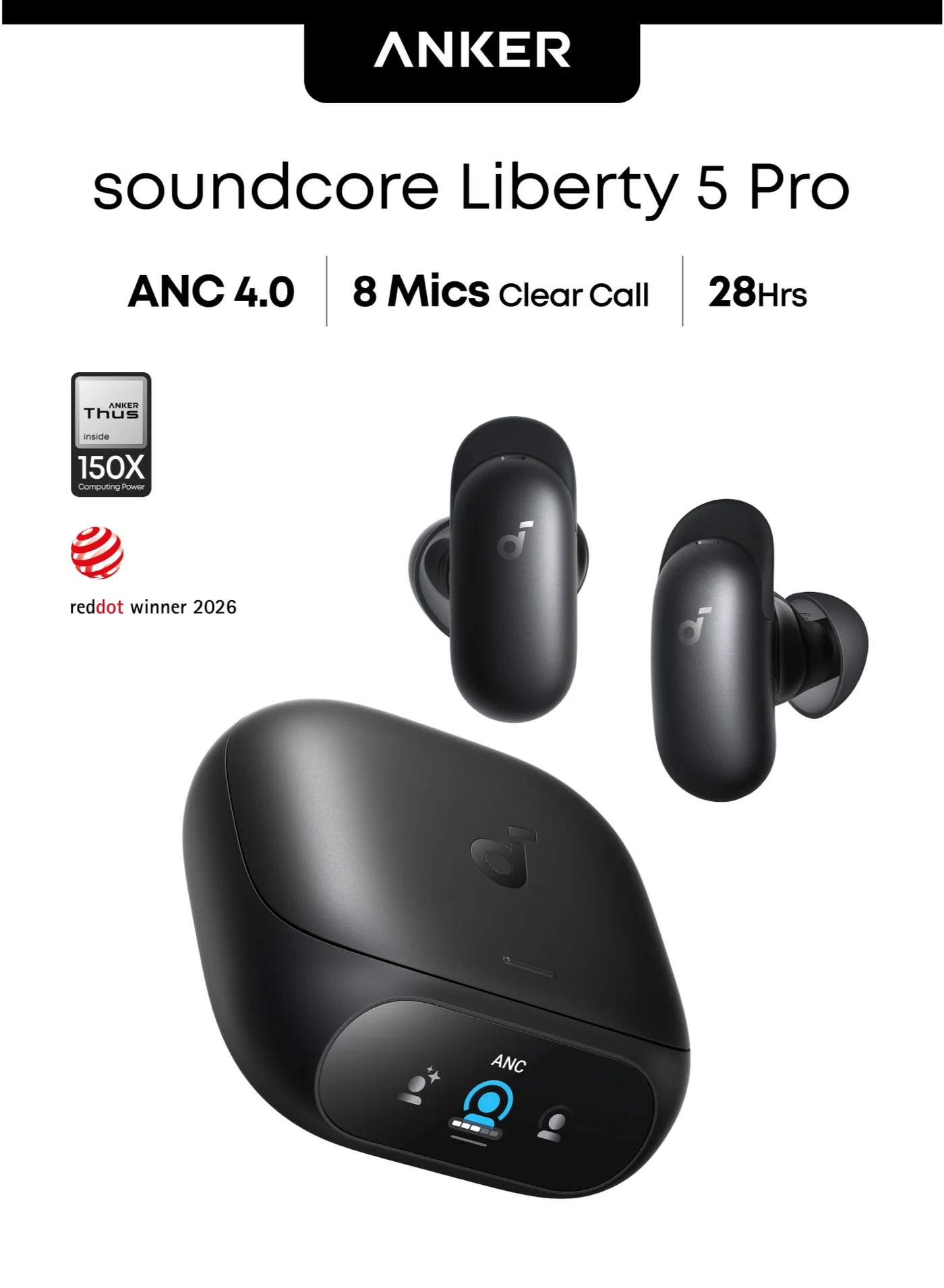 Premium Wireless Noise Cancelling Earbuds with AI-Enhanced Audio and Fast Charging (Midnight Black) 5iag3