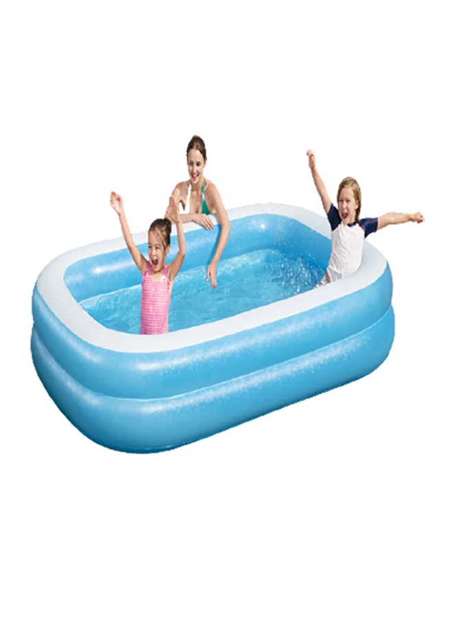 Premium Rectangular Family Inflatable Pool Durable Vinyl Outdoor Swimming Pool (Blue, 262x175x51cm) u5bvk