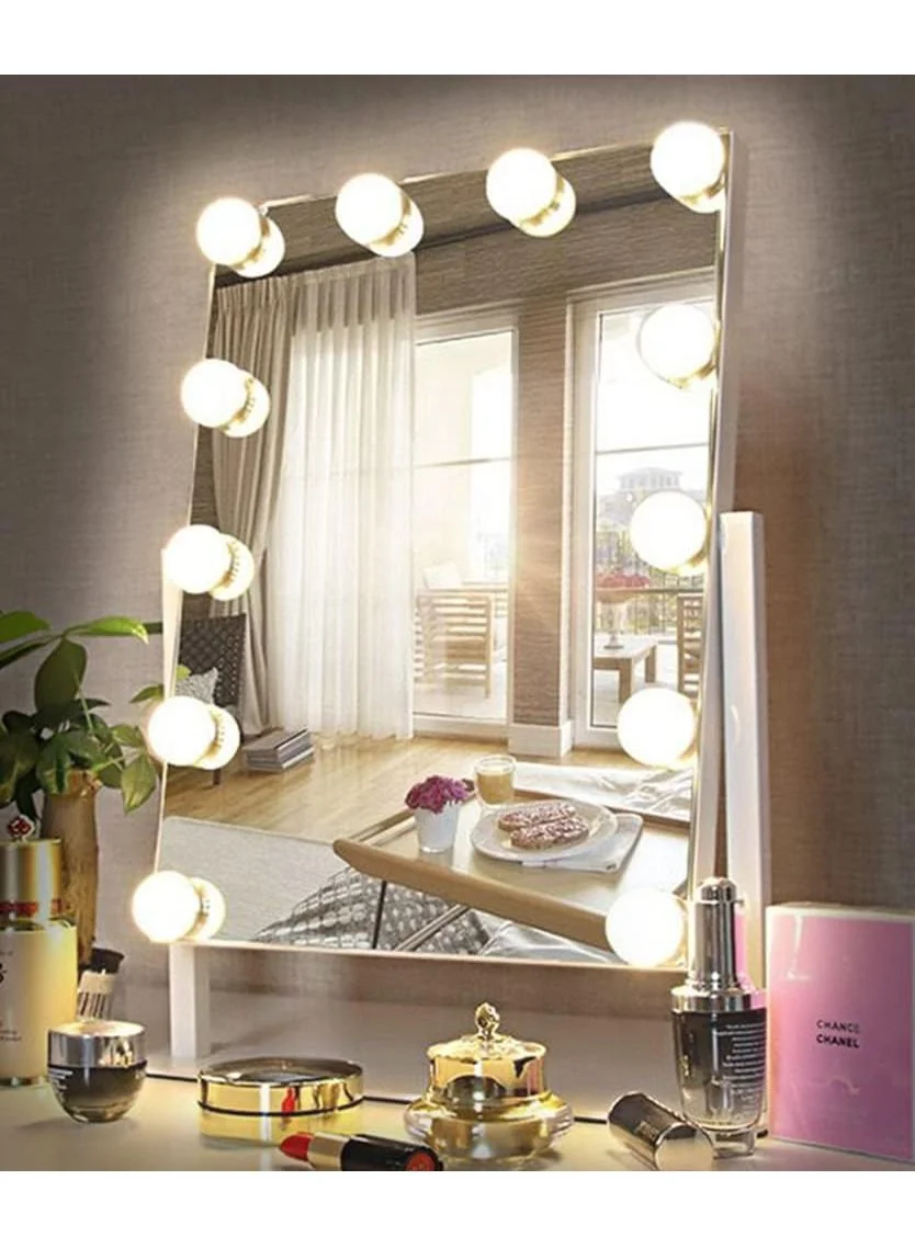 XiuWoo Smart Touch Control LED Vanity Mirror with 12 Dimmable Bulbs, 3-Color Lighting Modes, 360¡ã Rotation (Large Tabletop) pvxnx