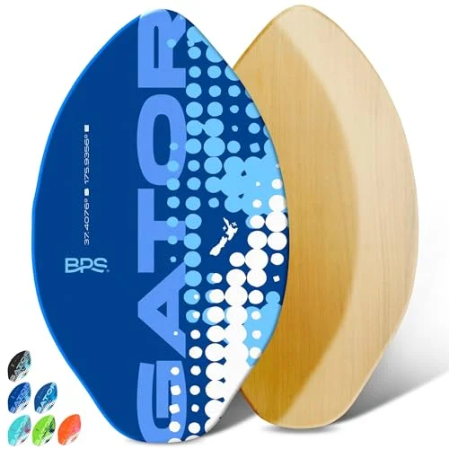 Gator 30 Inch Epoxy Coated Wood Skimboard with Traction Pad for Kids and Adults (Dark Blue, 30 Inch) gesyl
