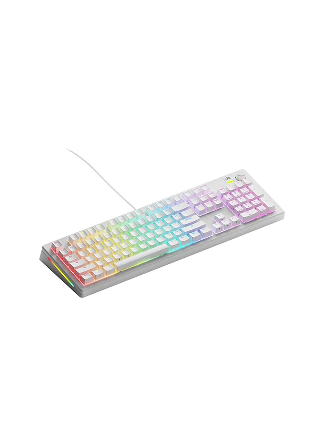 Premium Mechanical Gaming Keyboard Full Size with Knob and Hotswappable Switches (White, Layout) 9xw3s