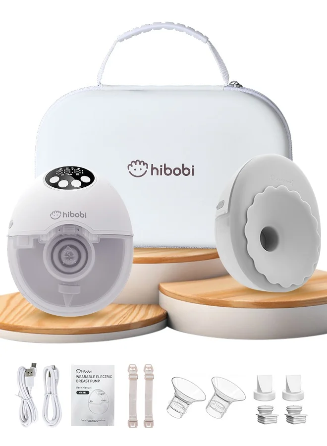 Hibobi Wearable Electric Breast Pump Hands-Free Double Suction (4 Modes, 12 Levels, Smart Memory, Quiet Design) yrzj5