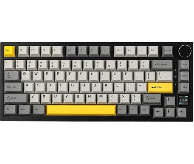 A-jazz AK820 Pro 75% Gasket-Mounted Mechanical Keyboard with TFT Screen, Tri-Mode Wireless & Wired Connectivity (Grey, Linear Switch) bvmw5