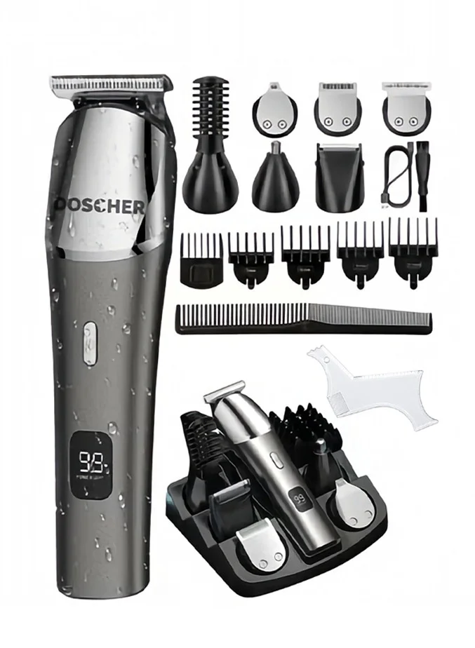 DOSCHER Electric Hair Trimmer for Men Professional Body Groomer Waterproof Rechargeable Shaver (Black, 15 cm) ftc6h