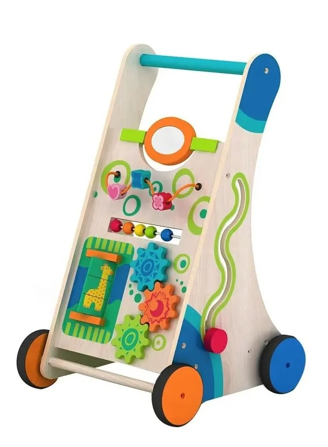 KIDSAVIA Adjustable Baby Push Walker Educational Activity Center for Toddlers (Wood, 1 Unit) 3kw2j