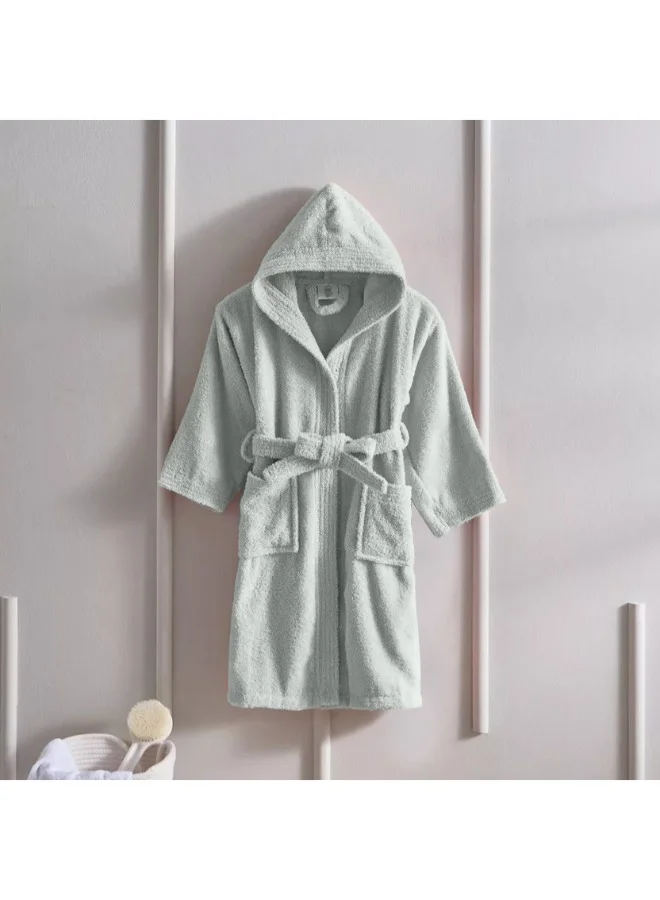 BYFT Premium Kids Hooded Bathrobe, Soft Terry Cotton Absorbent Robe for Boys and Girls (Grey, 112x113 cm) 6j93i