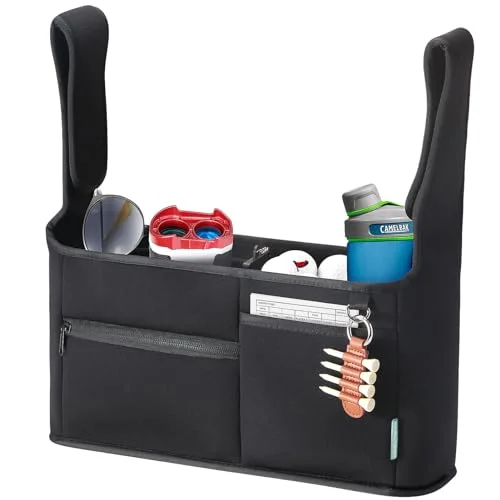 Vanleestar Golf Push Cart Organizer Bag Premium Multifunctional Storage Carrier with Ergonomic Handles (Black, 1 Unit) orle0