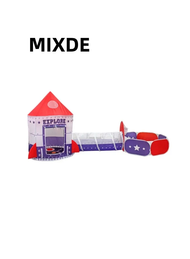 MIXDE 3-Piece Kids Play Tent Set with Ball Pit Basketball Hoop and Crawl Tunnel (Multicolor, 3-Piece Set) hvm1v