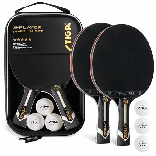 Premium Table Tennis Racket Set Professional 2-Player Ping Pong Paddle Kit with 3-Star Balls and Carry Case (2 Paddles, 3 Balls) tbgkx