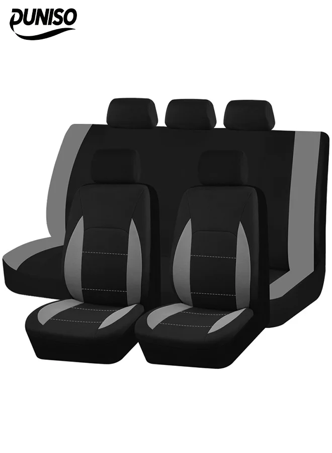 DUNISO Universal Car Seat Cover Set, Fully Wrapped Protective Cushion, Wear-Resistant Fabric for All Seasons (9 Pcs Set) 0n45z