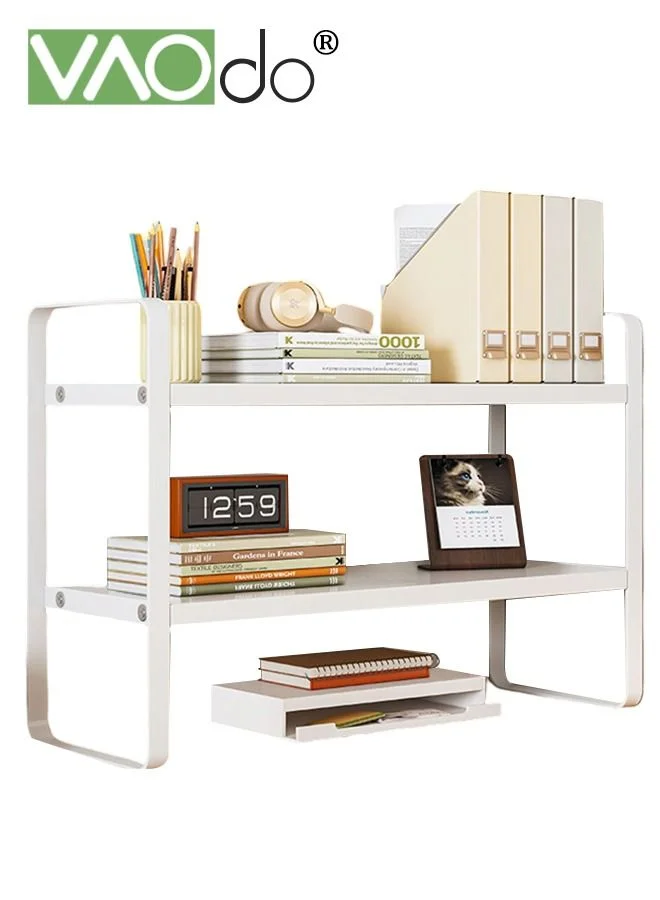 VAOdo Wooden Desktop Organizer Shelf Premium Minimalist Storage Rack for Office and Home (White, 40x20cm) 24agk