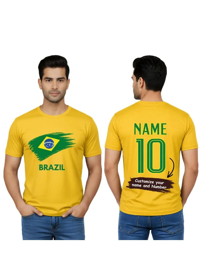 PRINTSHOP4ME Brazil National Team Football Jersey Dry-Fit T-Shirt (Yellow, Adult) ya2mh