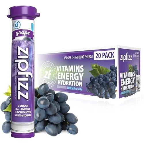 Energy Drink Powder Grape Flavor Sugar-Free Electrolyte Supplement with Vitamin B12 and Antioxidants (20 Pack) hp0ye