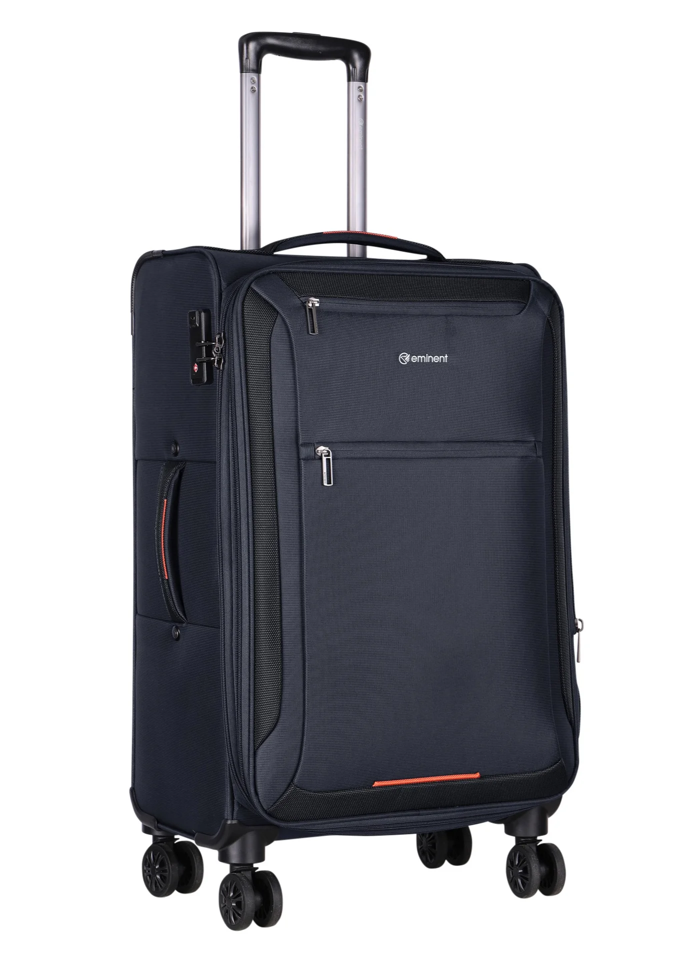 Eminent Soft Travel Trolley Bag Medium Expandable Luggage with 4 Double Spinner Wheels and TSA Lock (Black, 65 cm) unqps