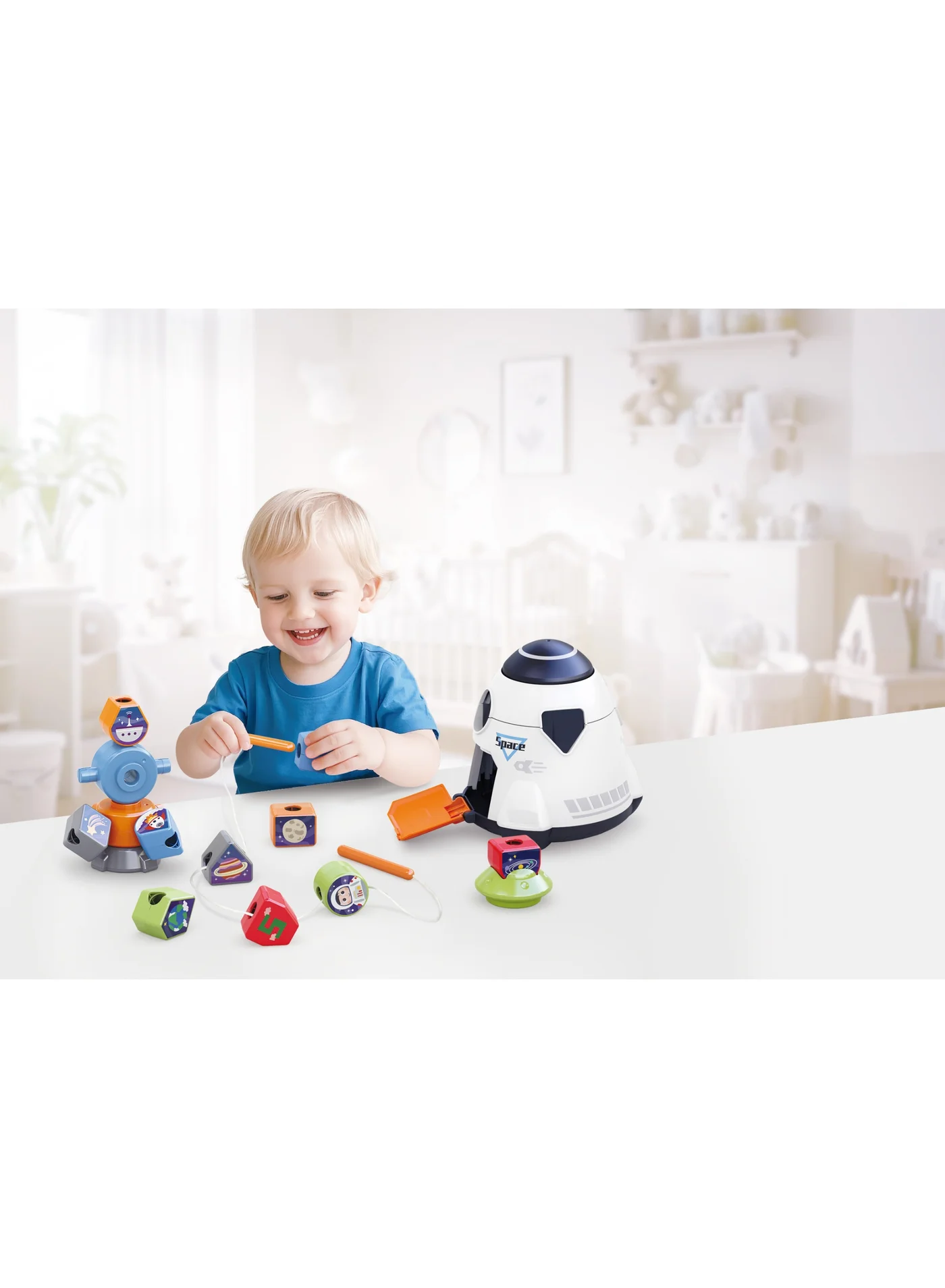 Educational Spaceship Shape Sorter and Building Set for Kids Montessori STEM Construction Toy (Multi-Color, 1 Set) pqky0