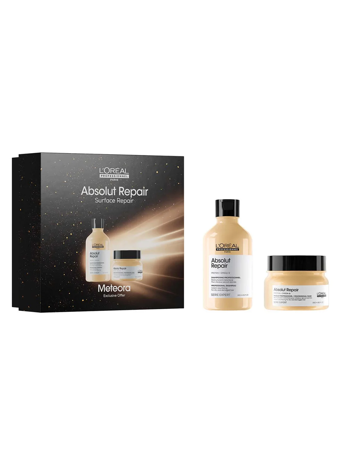 Professional Hair Repair Duo Set - Restorative Shampoo and Deep Conditioning Mask for Damaged Hair (300mL + 250mL) 3cma8