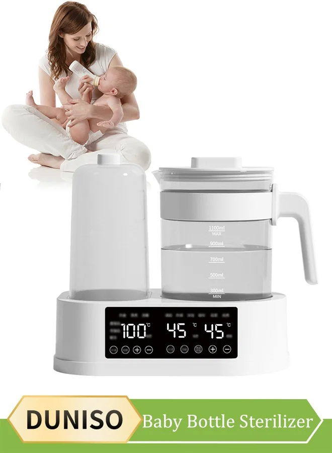 DUNISO 13-in-1 Baby Feeding Station, Multifunctional Sterilizer and Warmer, Portable Electric Milk Heater with Constant Temperature Control (1.3L) t3m9x
