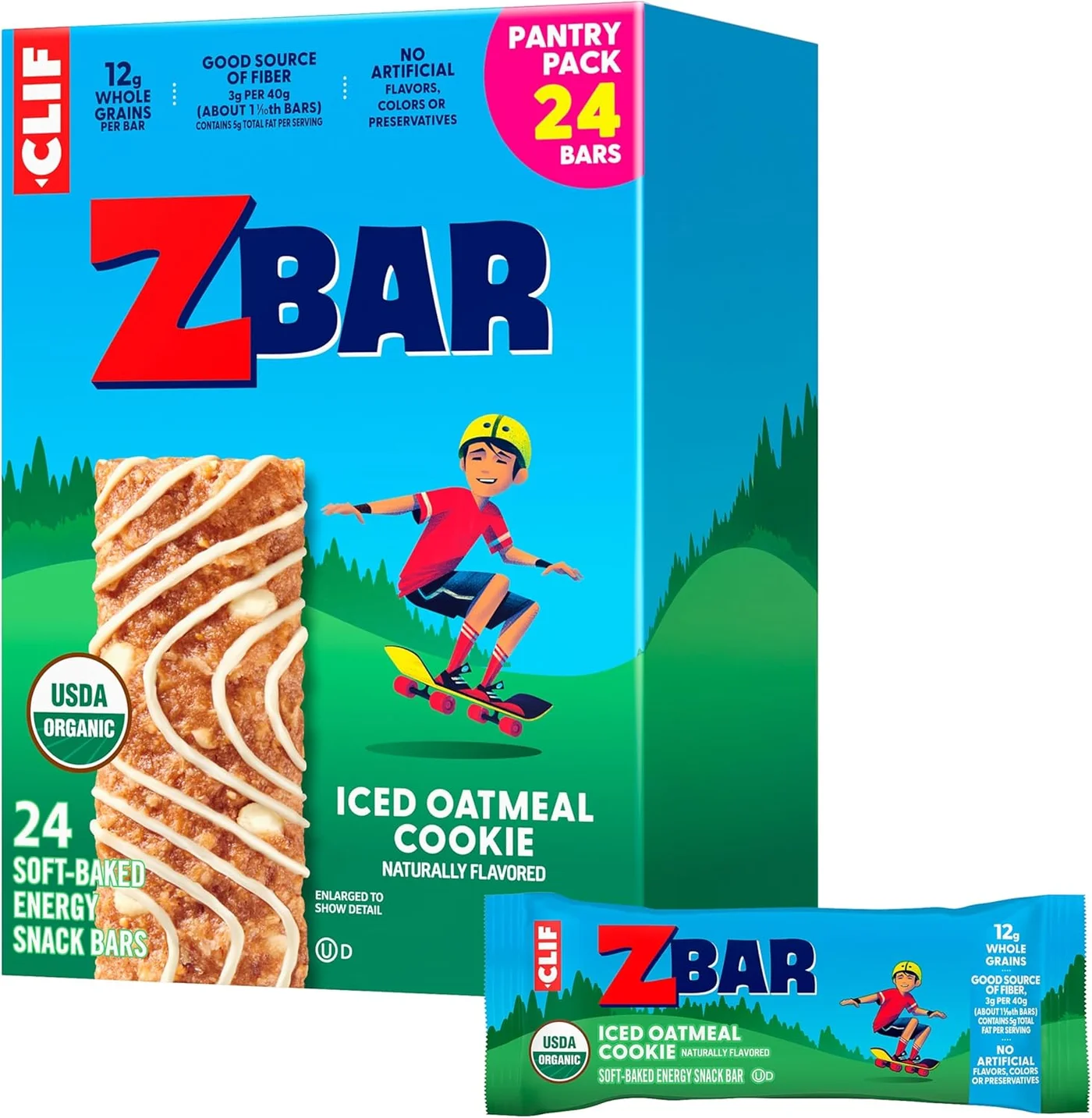 Organic Soft-Baked Energy Snack Bars Iced Oatmeal Cookie Flavor (24 Pack) eyjzo