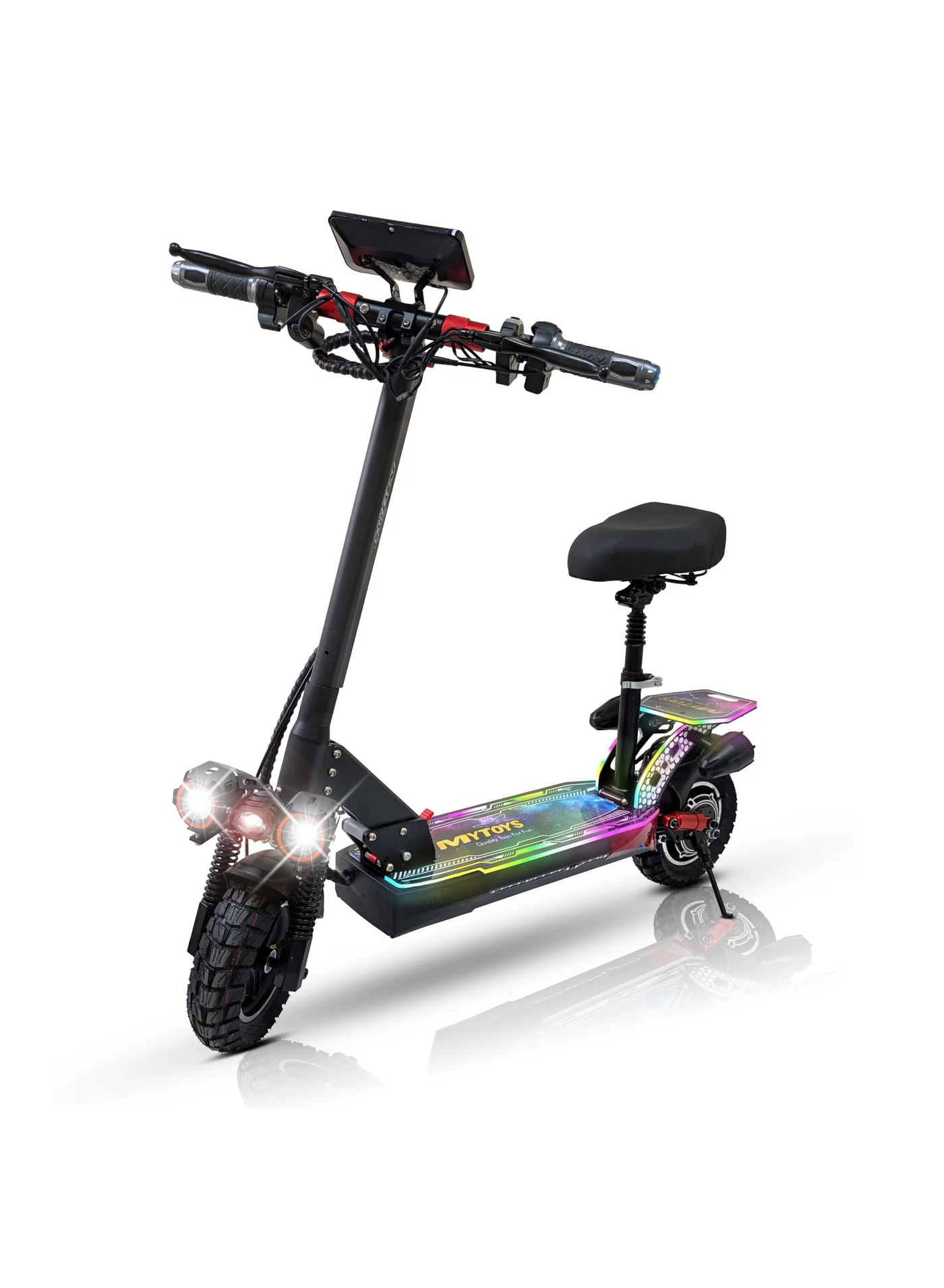 Premium High-Speed Electric Scooter 1200W Motor with Bluetooth Speaker and LED Deck (10-inch Tires, 48V 10.4Ah Battery) 1yaq2