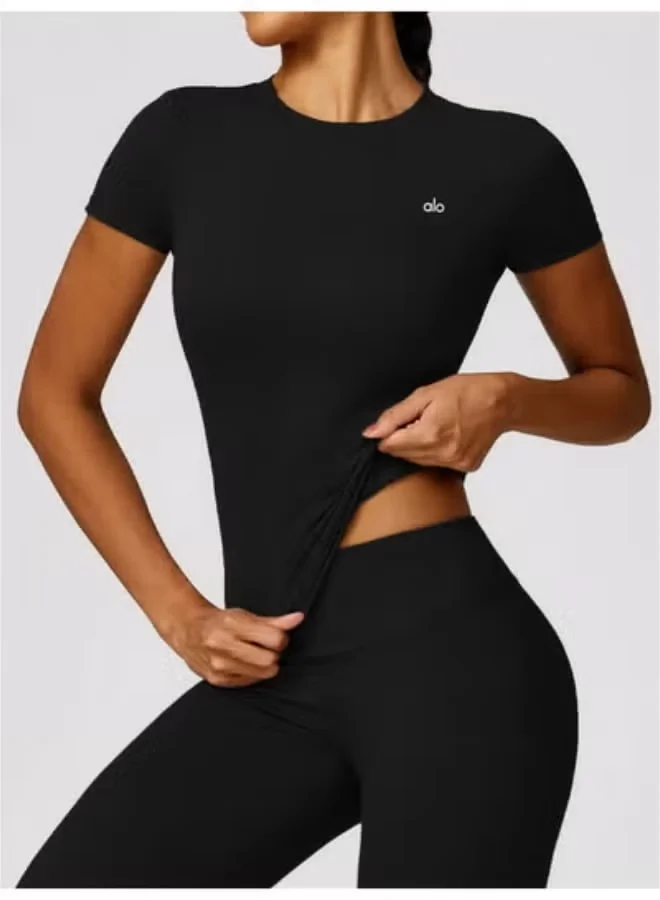 Premium Women's Athletic Short Sleeve Performance Top Quick-Drying Breathable Sportswear (Size M) zuucl