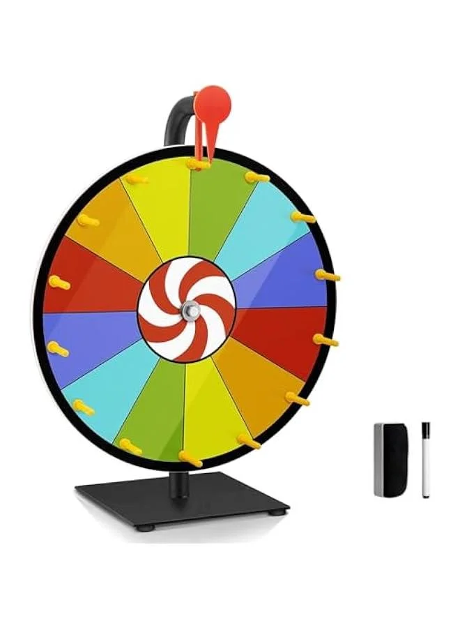 TRASSLE 16-inch Spinning Prize Wheel with 12 Color Slots and Dry Erase Surface for Carnival Trade Shows and Events (40 cm) 6cese