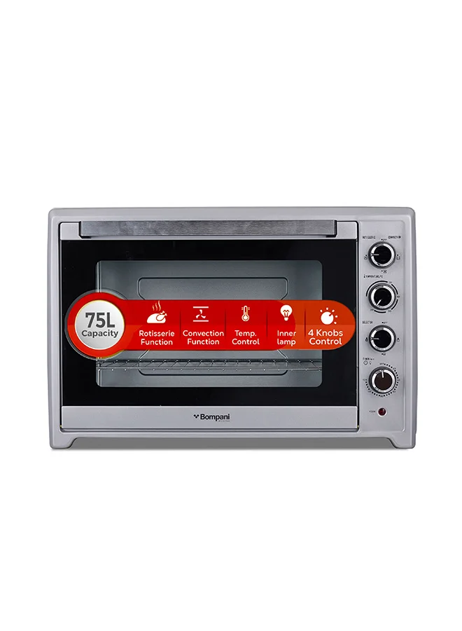 Bompani Electric Oven with Rotisserie and Convection 2800W Premium Countertop Cooking Appliance (Silver, 75 L) qcqfy