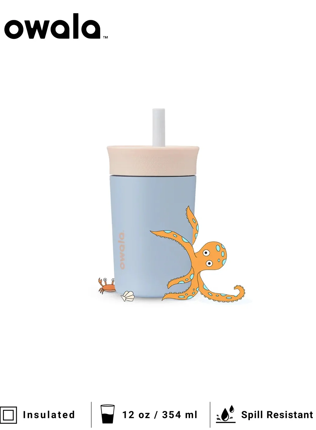 Premium Insulated Stainless Steel Tumbler for Kids with Spill-Resistant Flexible Straw (355 mL) dx3dv