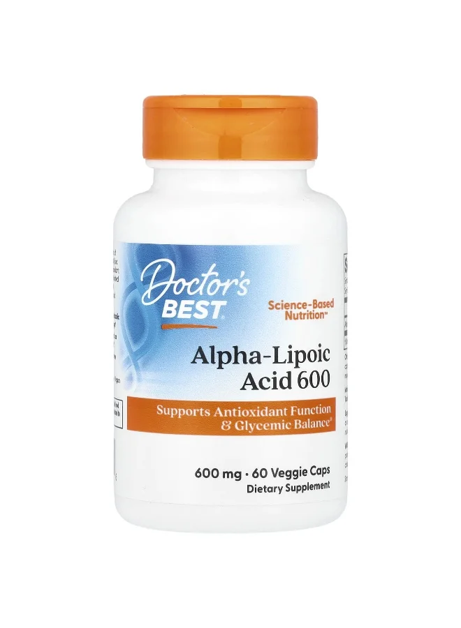 Doctor's Best Alpha-Lipoic Acid 600 mg (60 Veggie Capsules, Premium Antioxidant Supplement for Daily Wellness) s3ace