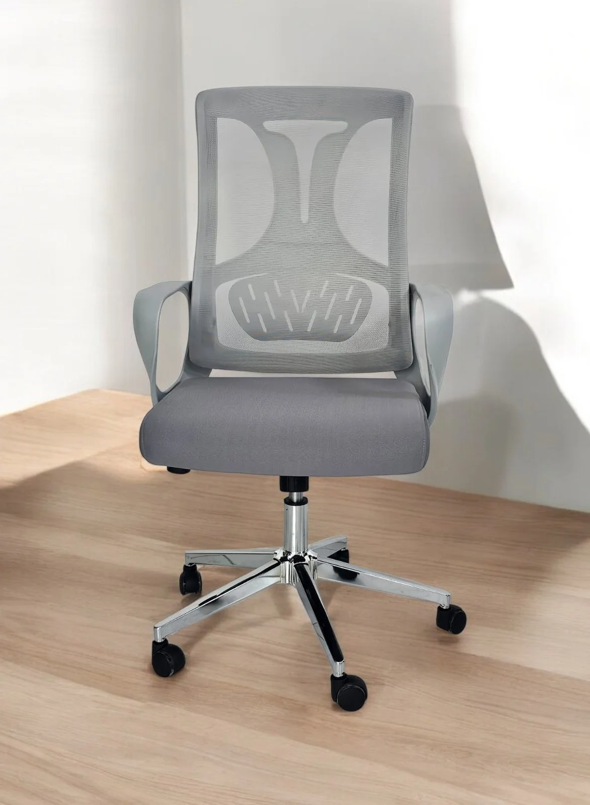 Premium Ergonomic Mesh Office Chair with Lumbar Support and Adjustable Height (Grey, 1 Piece) cdqxf