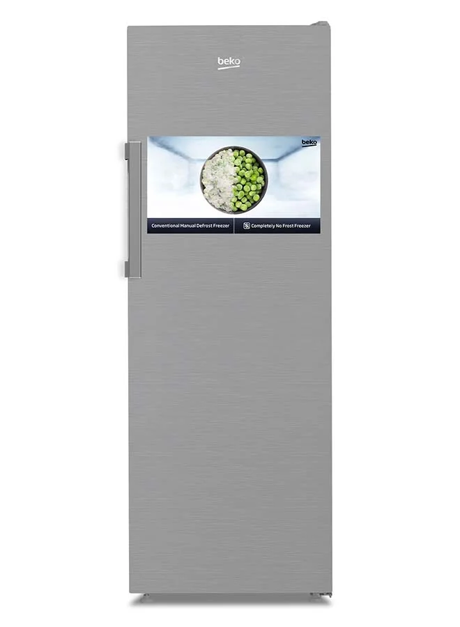 Beko Upright Freezer No Frost Single Door Premium Home Appliance (Brushed Silver, 260 L) fpci5