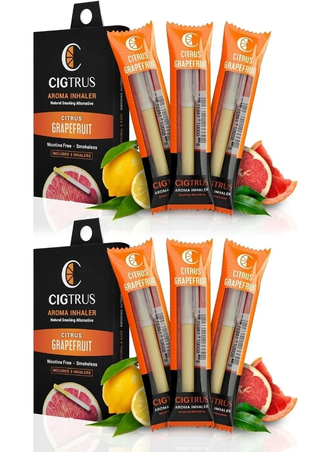 Cigtrus Natural Habit Replacement Inhaler (Citrus Grapefruit) Tobacco-Free Craving Relief Aid (6-Piece Pack) ricba