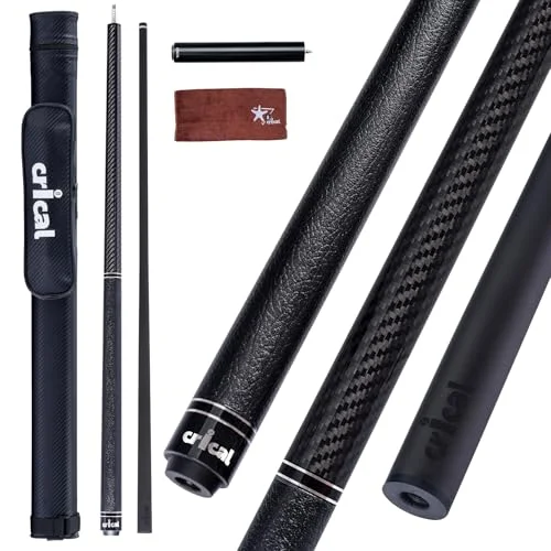 CRICAL Carbon Fiber Pool Cue Set Professional Low-Deflection Billiard Stick with Cowhide Grip and Case (58 Inch, 538 g) 89d6m
