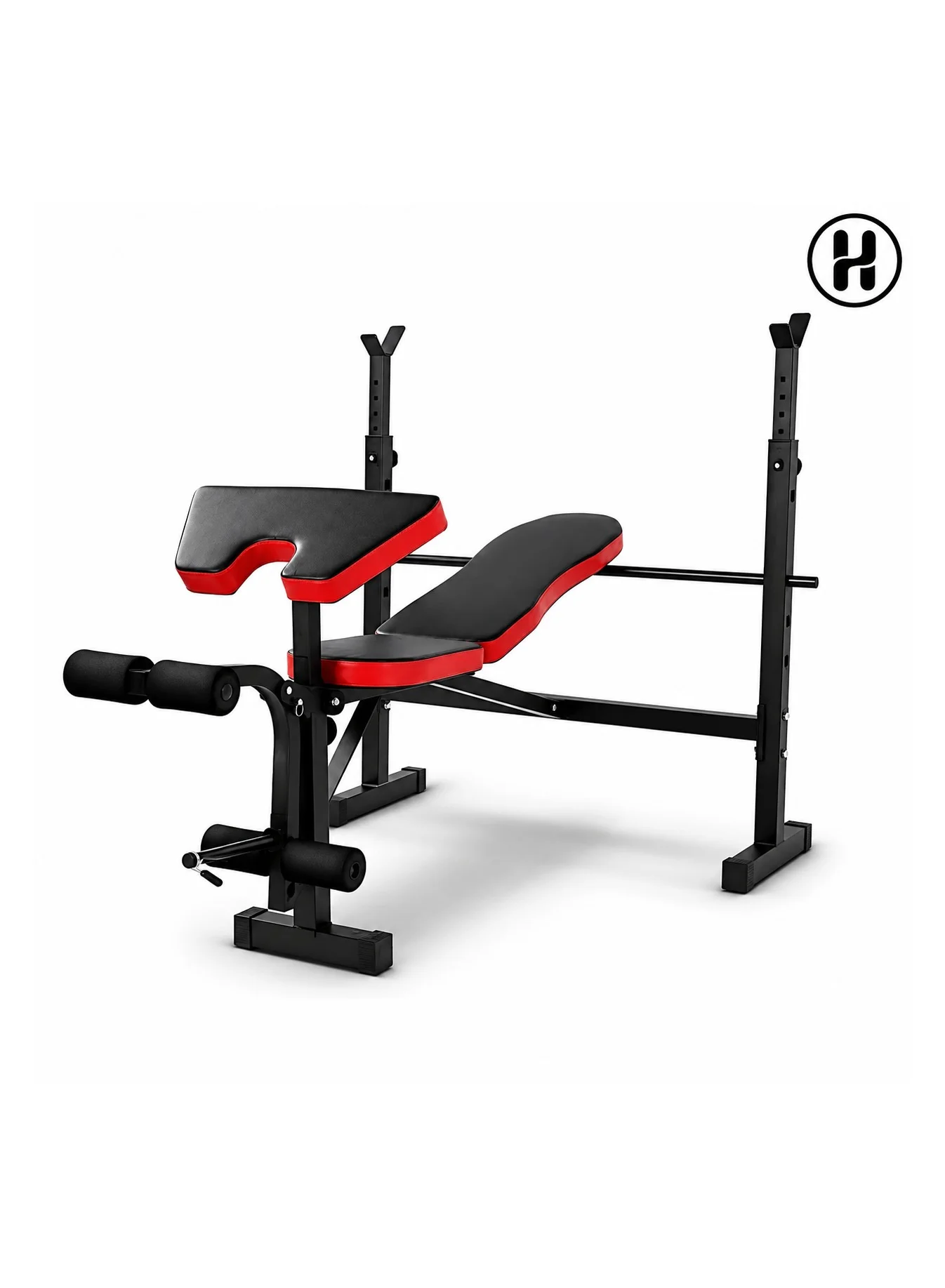 H PRO Adjustable Weight Bench with Barbell Rack Multi-Function Press Station for Home Gym Heavy-Duty Steel Strength Training Equipment (Black, 120 cm) koqeb