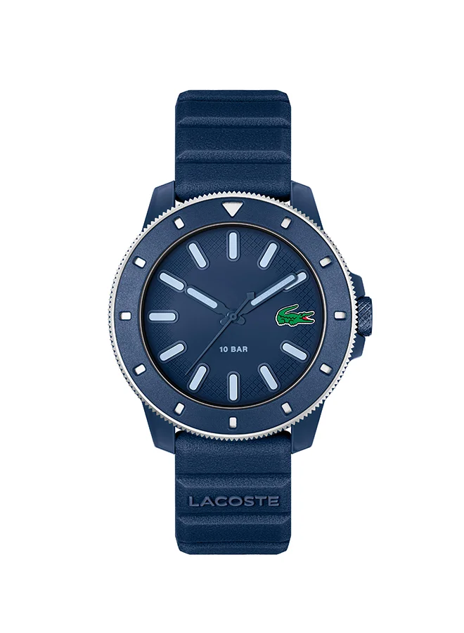Premium Round Analog Men's Watch with Navy Silicone Strap (42mm) lviid