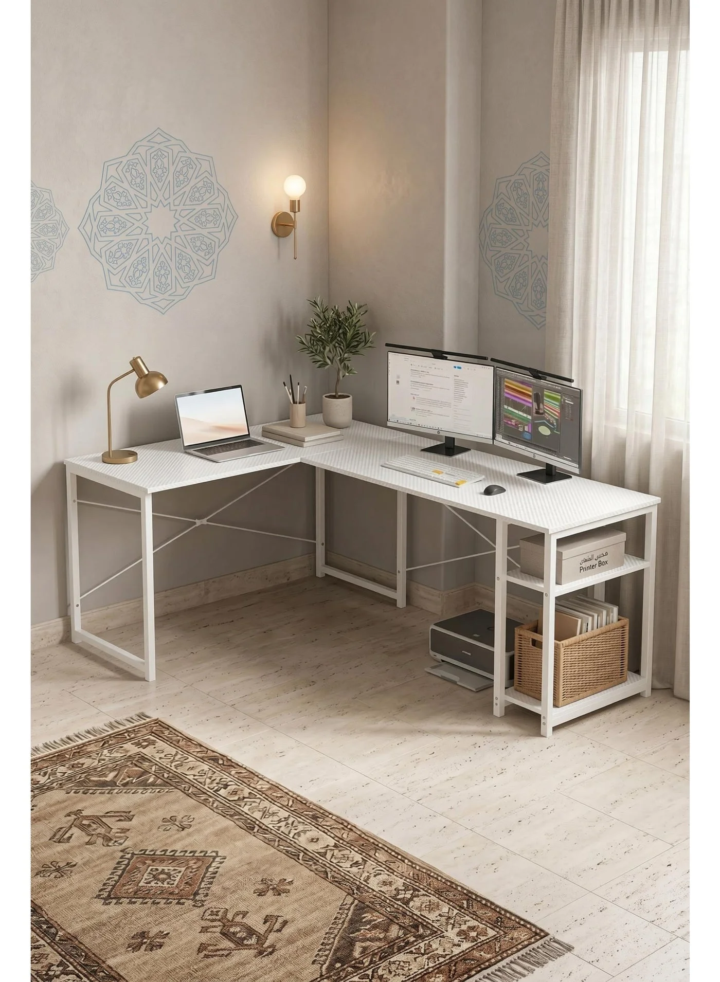 Visionnaire L-Shaped Computer Desk Modular Workstation with Extendable Design for Home Office and Gaming (Large Surface, Sturdy Construction) 9kaml