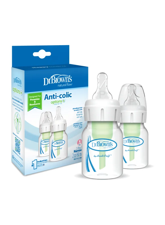 Premium Anti-Colic Narrow Feeding Set with Preemie Nipples (60 mL, 2-Pack) q8vlr
