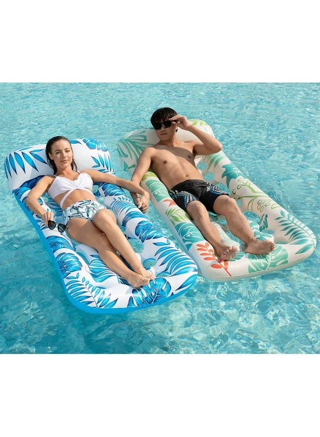 Jasonwell Inflatable Pool Float Lounge (2 Pack) Premium Floating Raft for Adults Water Lounger for Lake and Beach Party (180 cm x 70 cm) 4mnm5