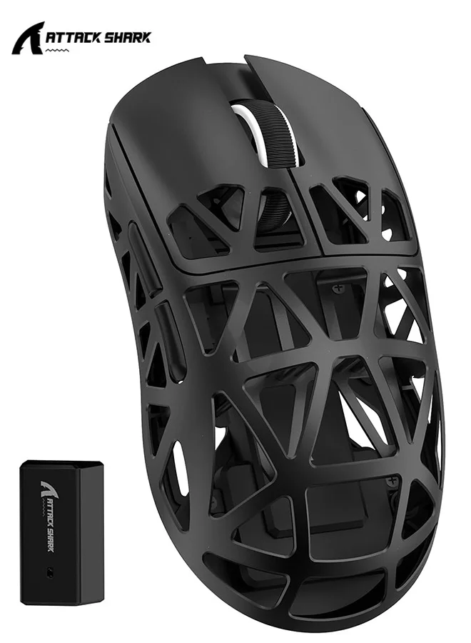 Attack Shark R2 Wireless Gaming Mouse, Ultra-Light Magnesium Alloy, 42000 DPI Optical Sensor, 8000Hz Polling Rate, Tri-Mode Connectivity (Black) yb1d3