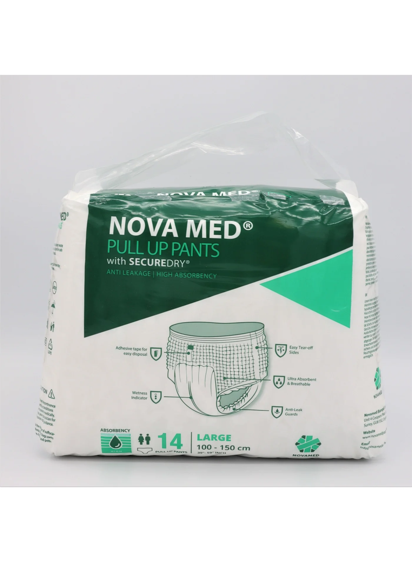 Nova Med Adult Incontinence Pull-Up Pants, Premium Absorbent Underwear for Mature Skin (Large, 14 Pack, 1950 mL) hmkqr