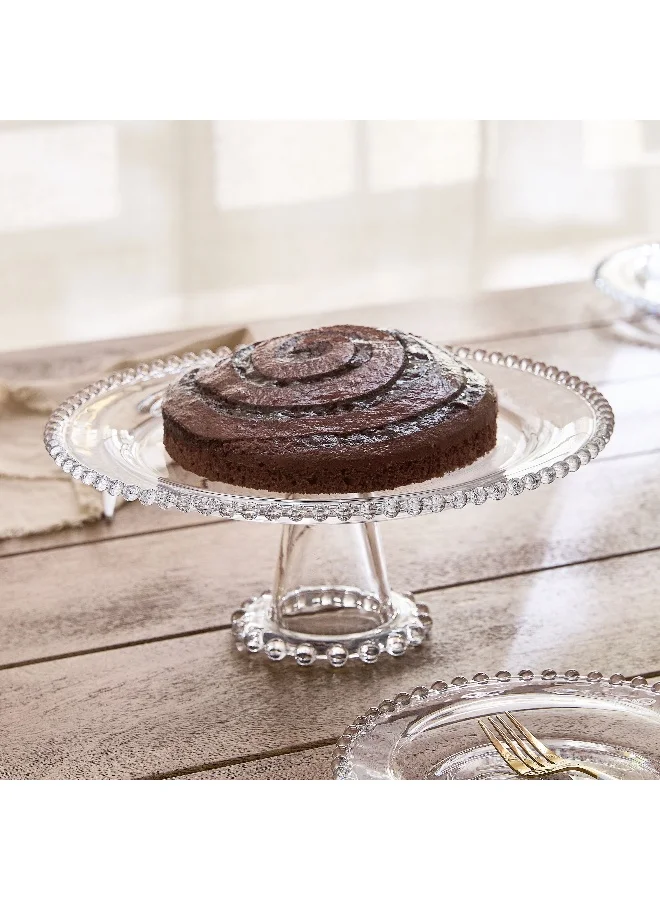 Home Box Merriam Beaded Cake Stand with Pedestal (Decorative Serving Platter, 30.5 x 11.5 x 30.5 cm) df6v4