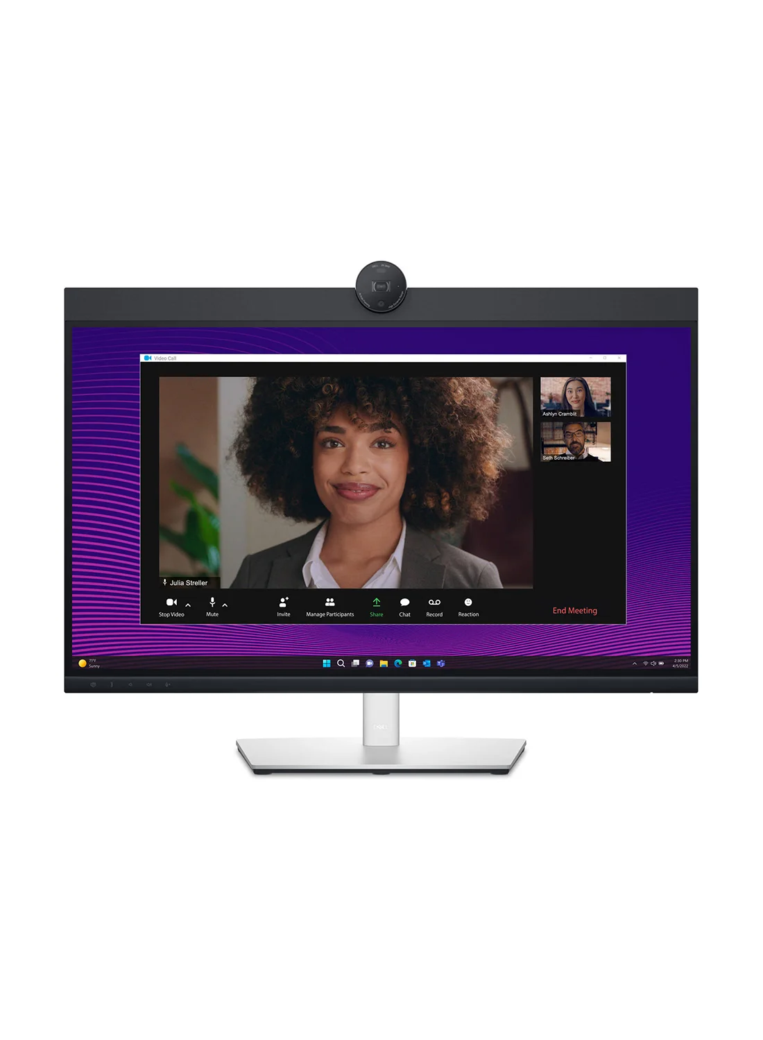 Premium 27-inch QHD IPS Video Conferencing Monitor with Integrated Camera Microphone and Speaker (Black, 68.58 cm) ri08v