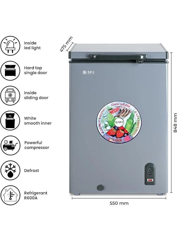 SPJ Chest Freezer (100 L, Single Door, Energy Efficient, White) - Premium Home and Commercial Storage zfc3x