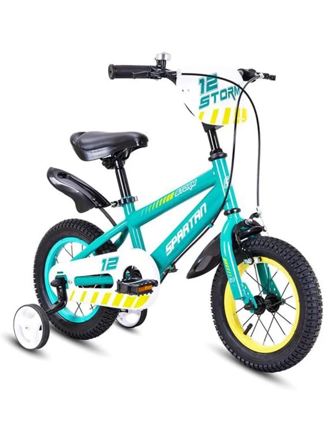 Spartan Storm Kids Bicycle with Training Wheels and Durable Steel Frame (12-inch, Green) dxdot