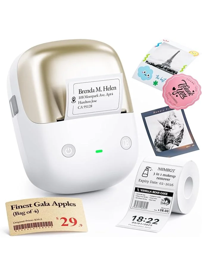 Portable Thermal Label Maker Bluetooth Label Printer 300DPI HD Resolution for Home and Office (Golden) u0ivp