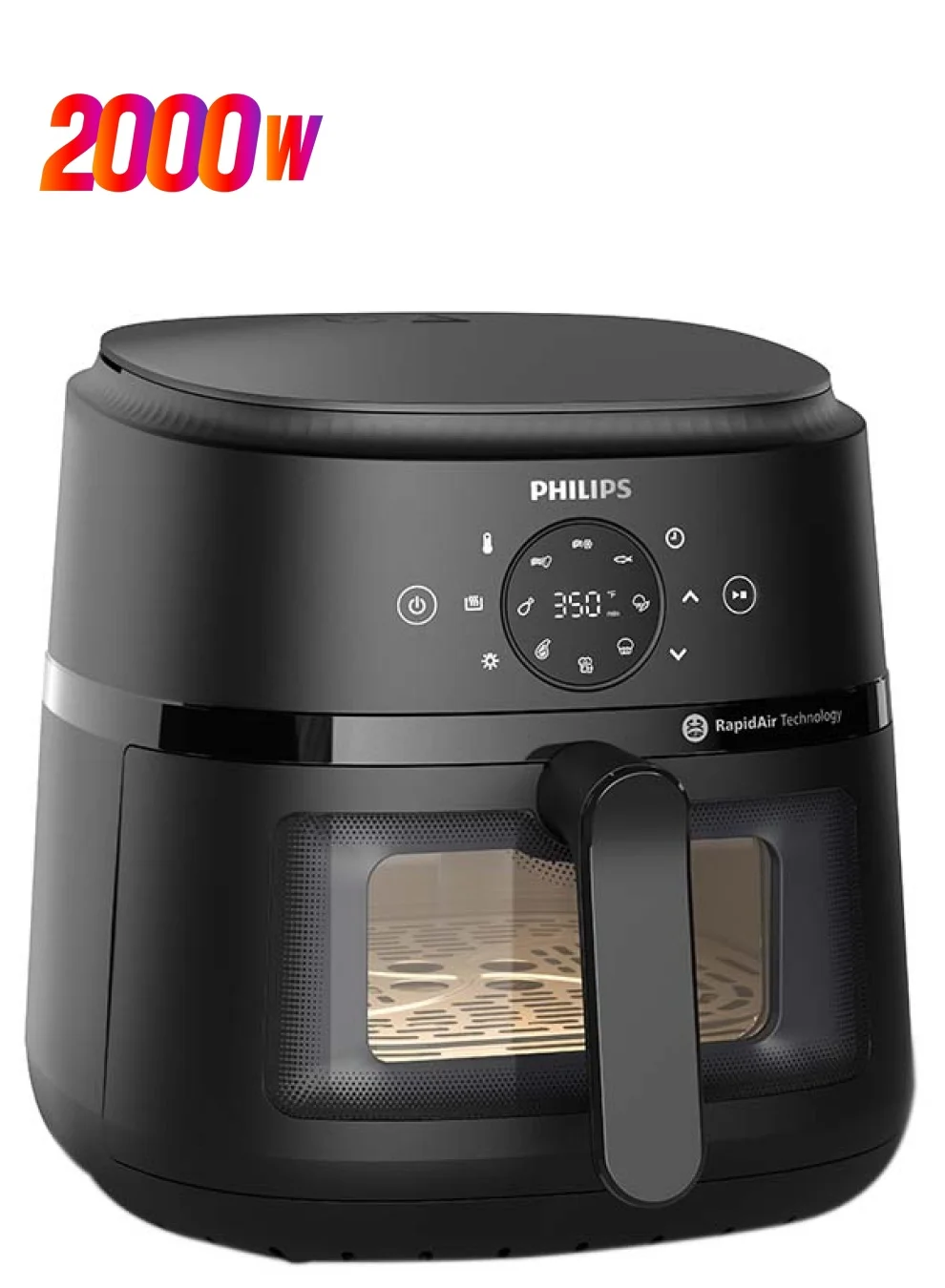 Professional Air Fryer 1700W High-Capacity Kitchen Appliance (Black, 6.2 L) b4w2z