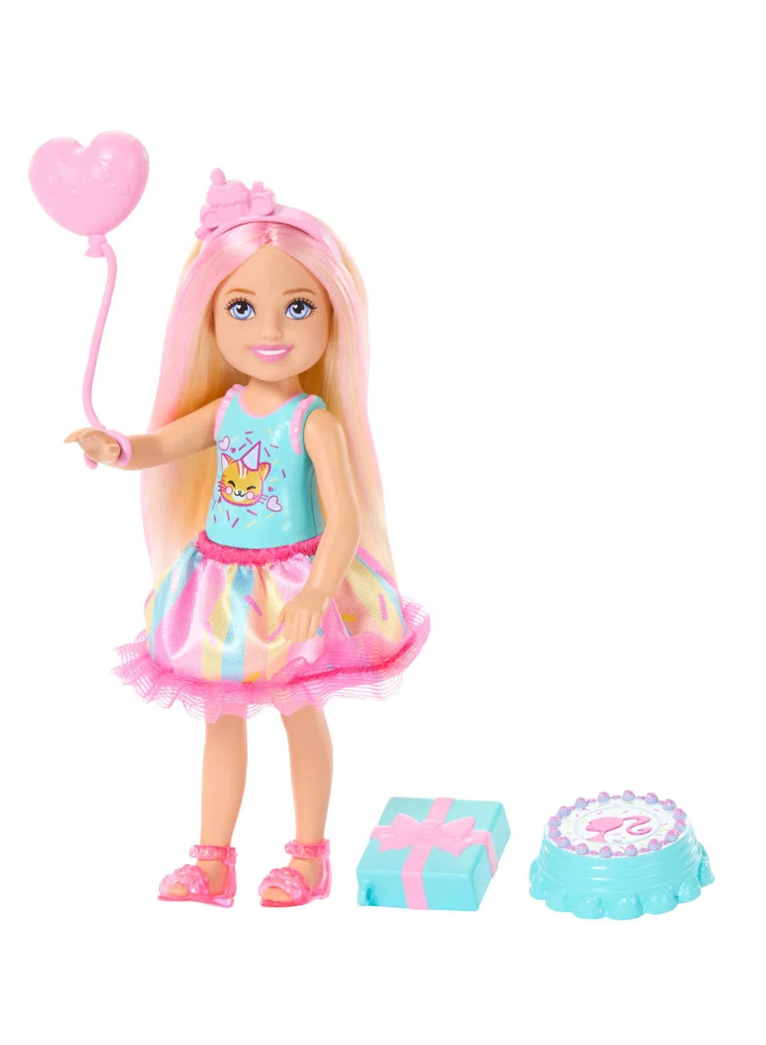 Fashion Doll Birthday-Themed Small Doll with Pink-Streaked Blonde Hair and Party Accessories (6-Inch) 3287l