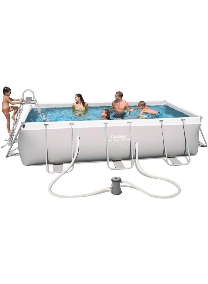 Premium Rectangular Above Ground Swimming Pool Heavy-Duty Steel Frame Family Outdoor Pool (404cm x 201cm x 100cm) 5m32f