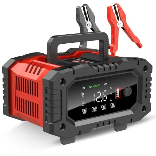 Premium 20A 12V/24V Smart Battery Charger and Maintainer for LiFePO4 Lead Acid AGM Gel Deep Cycle Automotive Batteries 9ybp5