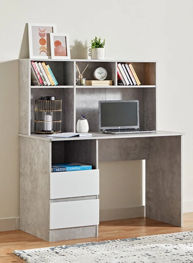 Home Box Alford Patara Study Desk with Hutch and 2 Drawers (120 x 134 x 59.5 cm) zw64t