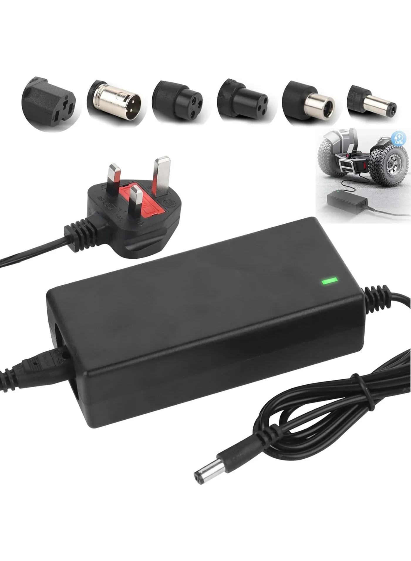 Universal Electric Scooter Charger 42V 2A for 36V Lithium-ion Battery Pack (6 Interchangeable Plugs, Fast Charging) 8zs7b